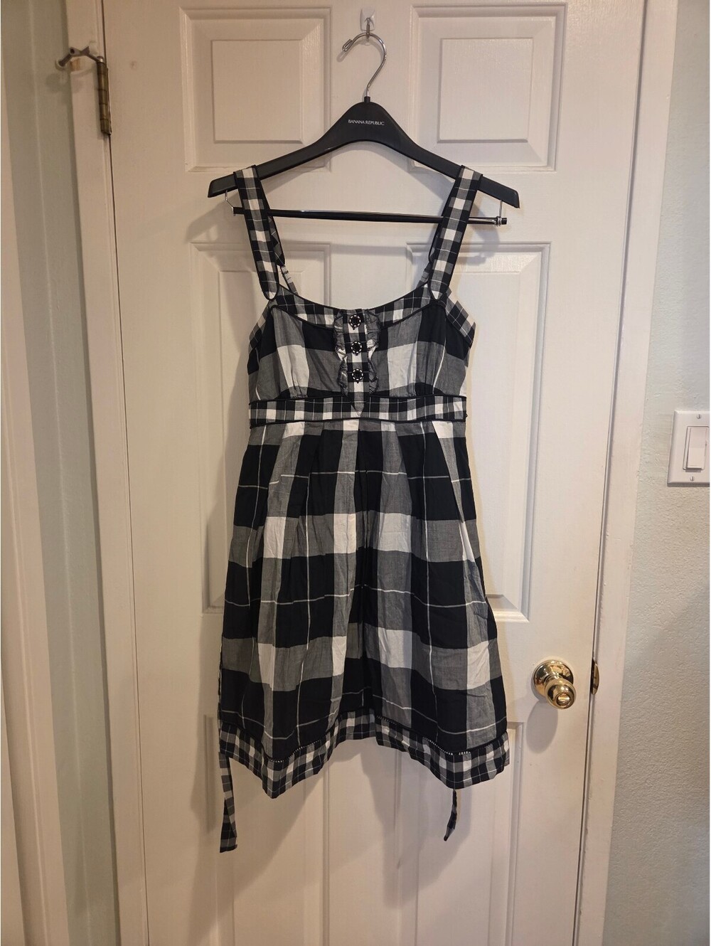 Jessica Simpson Black and White Checkered Cotton Dress Size 6